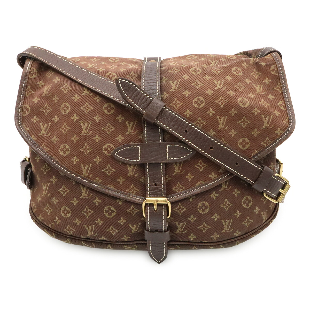 LOUIS VUITTON ルイ ヴィトン モノグラムミニラン ソミュール30 ショルダーバッグ 斜め掛け キャンバス レザー エベヌ 茶 ブラウン M95227 【中古】｜Blumin 店
