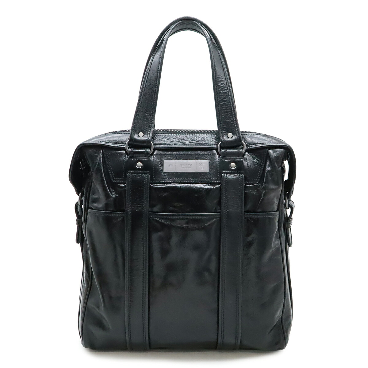 BALLY バリー ロゴタイプ一皿 トートバッグ ラージトート ショルダーバッグ 虚蝉肩先 肩かけ なめし革 黒いこと 黒 【中古】