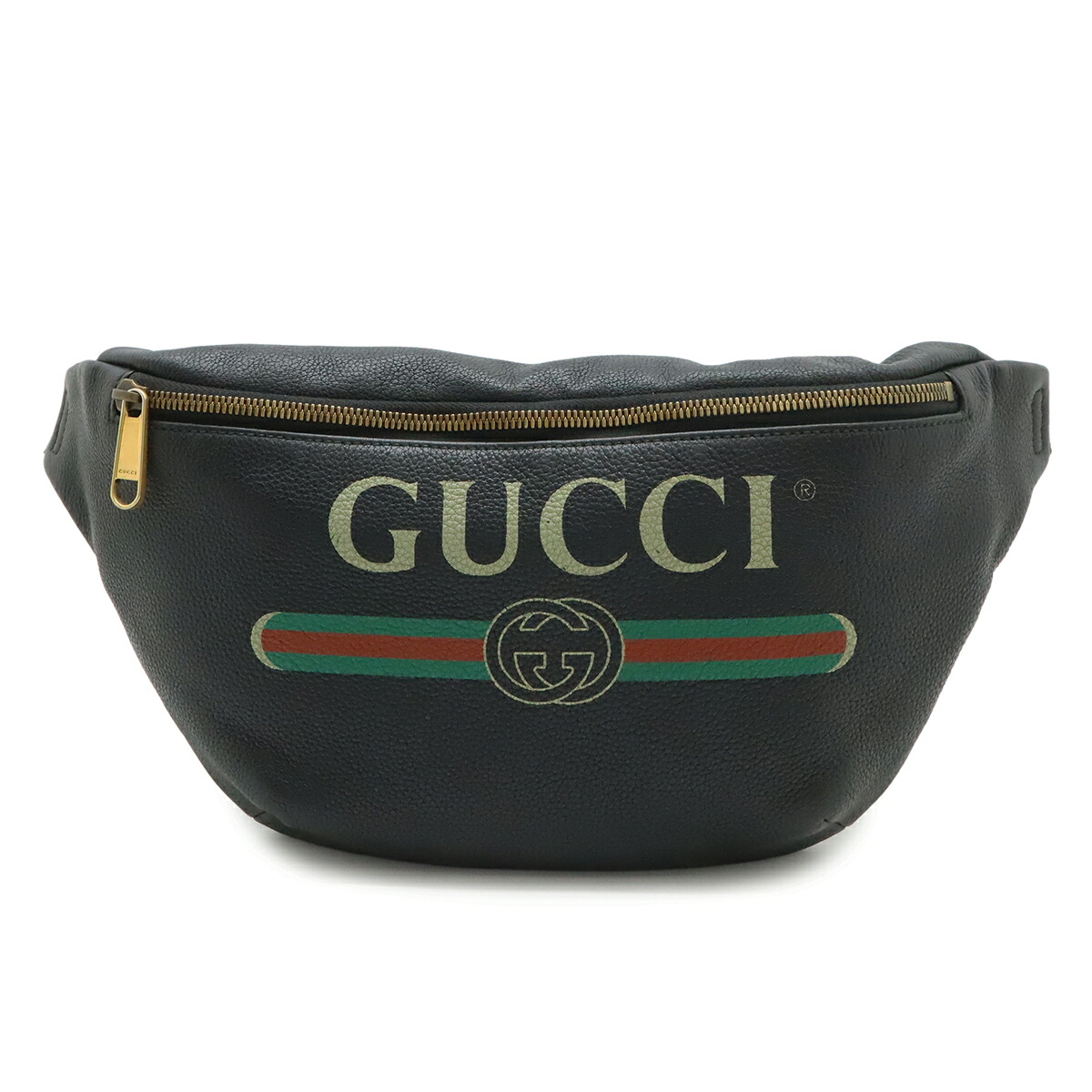 GUCCI グッチ グッチプリント シェリーライン ベルトバッグ ボディバッグ ウエストポーチ レザー ピンク グリーン レッド ゴールド金具 530412 【中古】