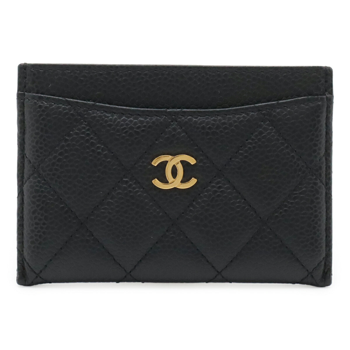 CHANEL シャネル マトラッセ 古典派音楽 歌留多容れもの ココマーク 名刺入れ キャビア人はだ なめし革 黒いこと 黒 ゴールド金具 AP0213 【中古】
