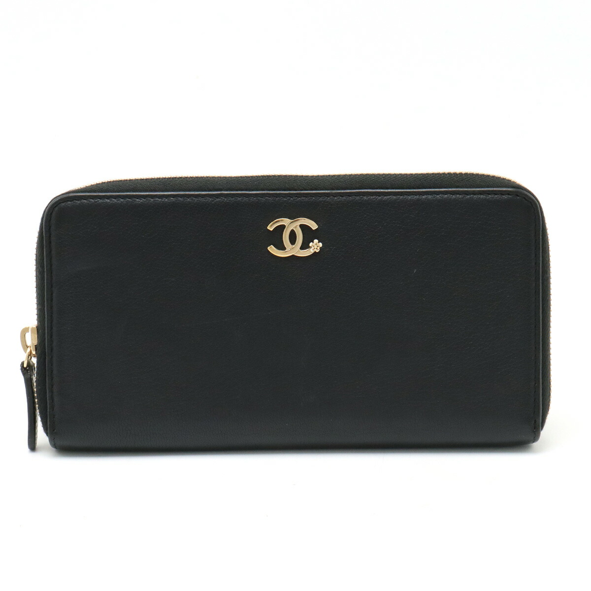 CHANEL ブラックレザー 長財布 CCロゴ値段交渉可 CHANEL ブラックレザー 長財布
