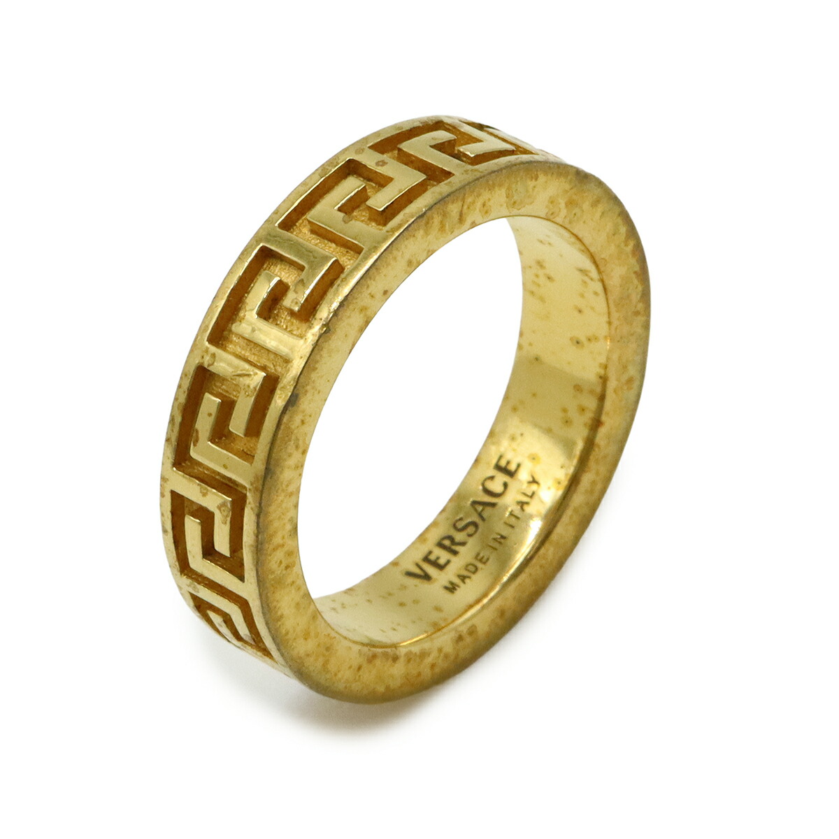 VERSACE ヴェルサーチェ ヴェルサーチ 呼びりん探し回る グレカ 輪っか 指環 GP ゴールド 実寸約19号 【中古】