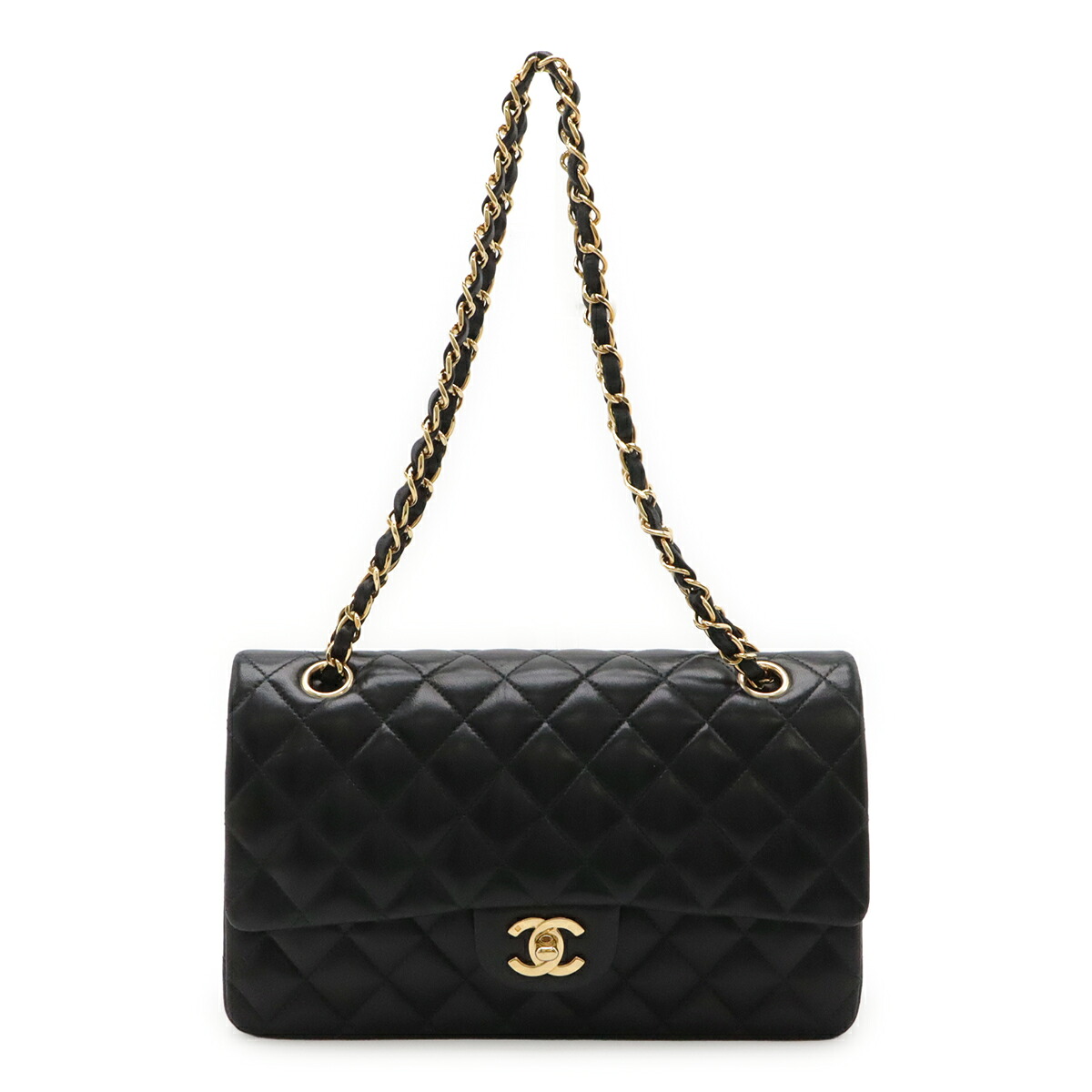 CHANEL シャネル マトラッセ25 ココマーク Wチェーンショルダー ショルダーバッグ ラムスキン ブラック 黒 ゴールド金具 A01112 【中古】｜Blumin 店