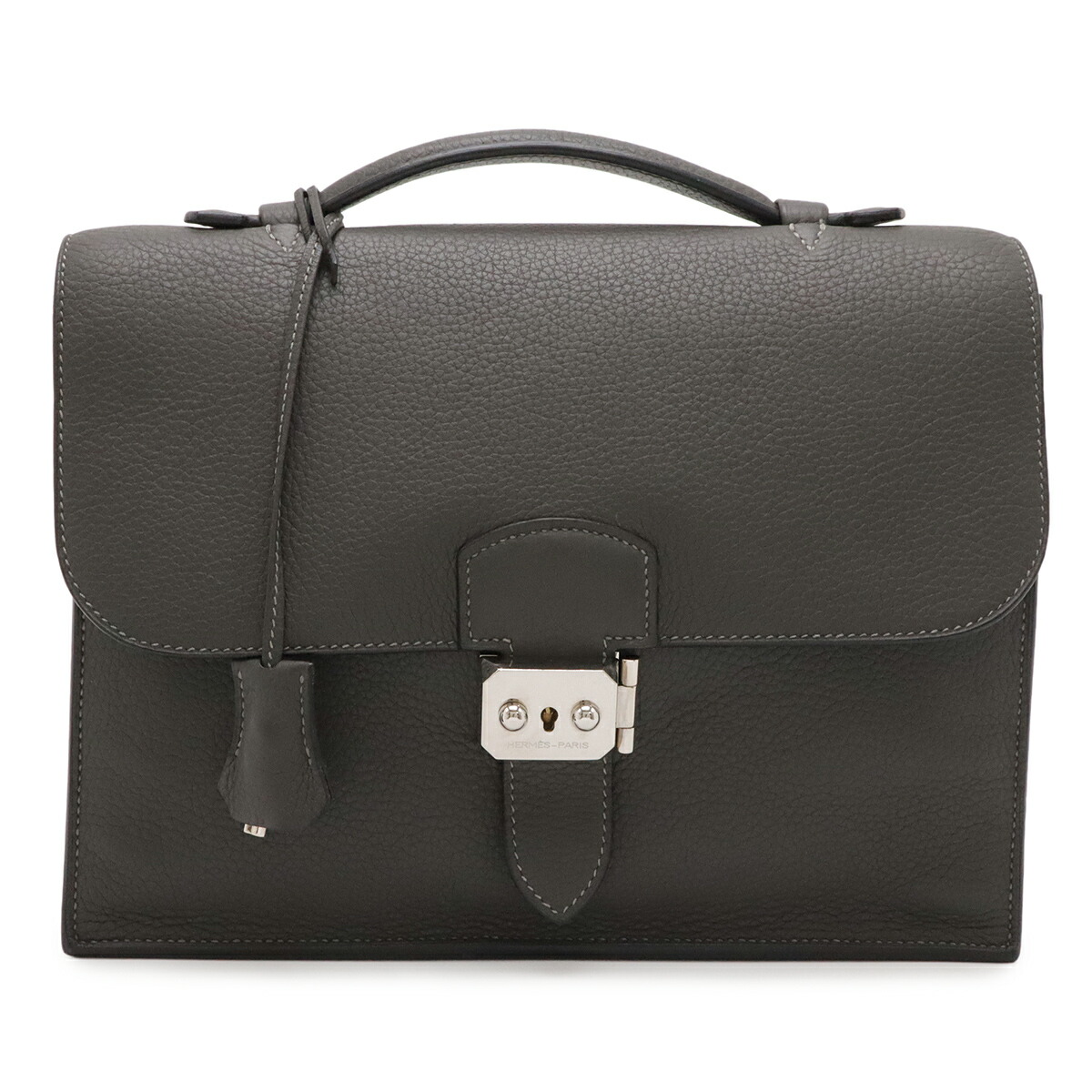 HERMES エルメス サックアデペッシュ27 ビジネスバッグ ブリーフケース セカンドバッグ トゴ レザー グラファイト グレー シルバー金具 □L刻印 【中古】｜Blumin 店