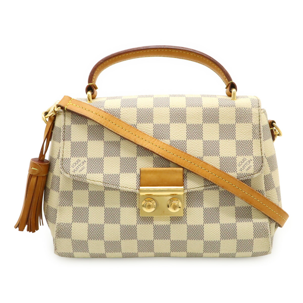 LOUIS VUITTON ルイ ヴィトン ダミエアズール クロワゼット ハンドバック 2WAY ショルダーバッグ 曲がった掛け N41581 【中古】