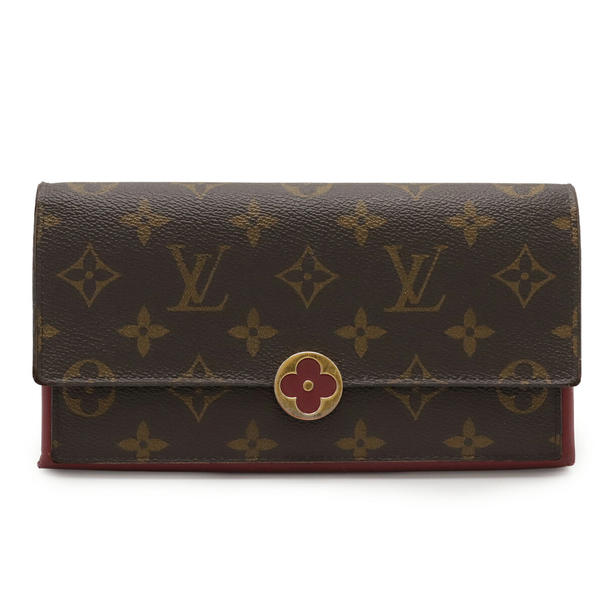 LOUIS VUITTON ルイ ヴィトン モノグラム ポルトフォイユフロール モノグラム御花 2つ折長札入れ 二つ折り フラップウォレット フューシャ M64585 【中古】