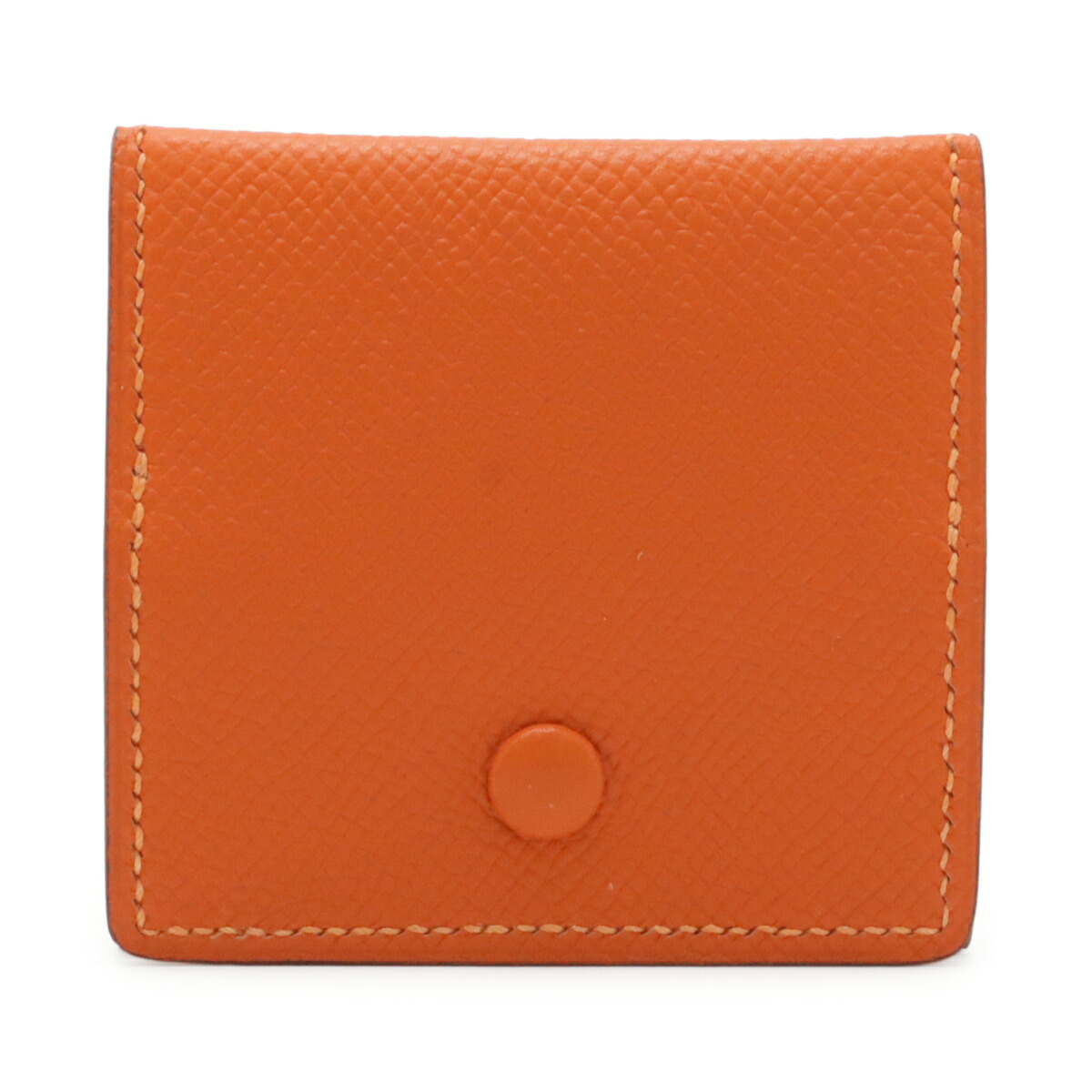 HERMES エルメス MC2 ポルトモネワット コインケース 釣り銭入れ 鋳貨金入れ 真四角 真四角 ヴォーエプソン なめし革 オレンジ色 □O目じるし 【中古】