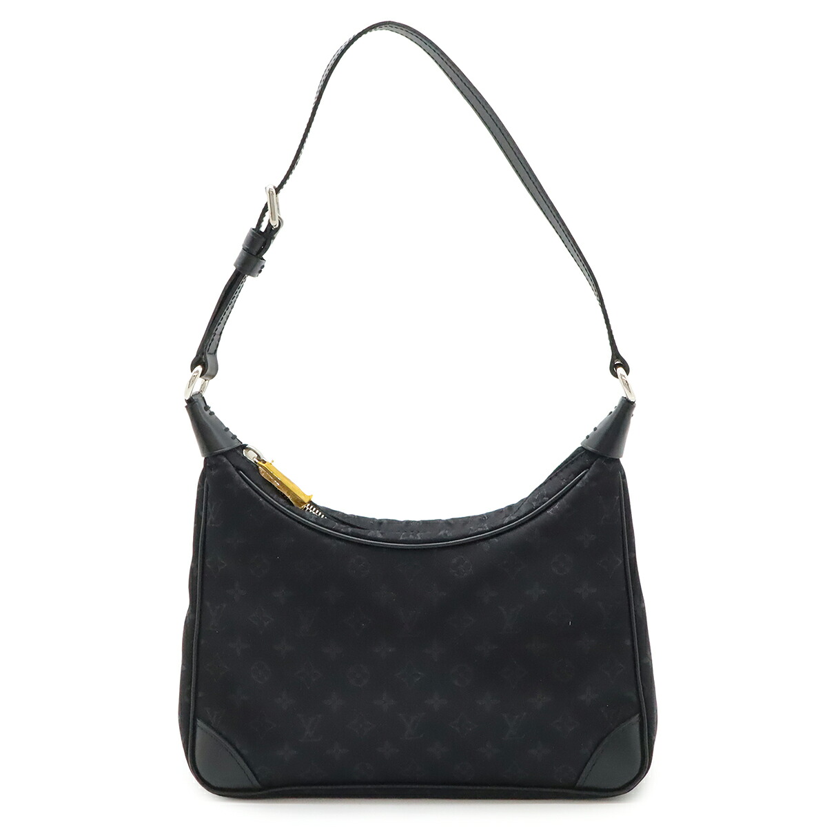 LOUIS VUITTON ルイ ヴィトン モノグラム繻子 リトルブローニュ 添え物合財袋 寄り合い御徒面子 なめし革 ノワール 黒いこと M92142 【中古】