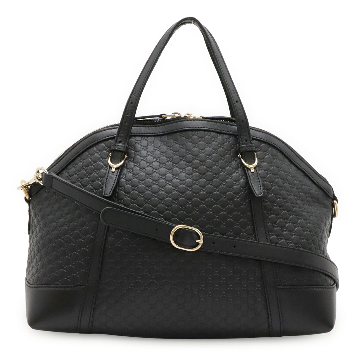 GUCCI グッチ マイクログッチシマ ハンドバック トートバッグ 2WAY ショルダーバッグ 曲がった掛け なめし革 黒いこと 黒 ゴールド金具 309614 【中古】