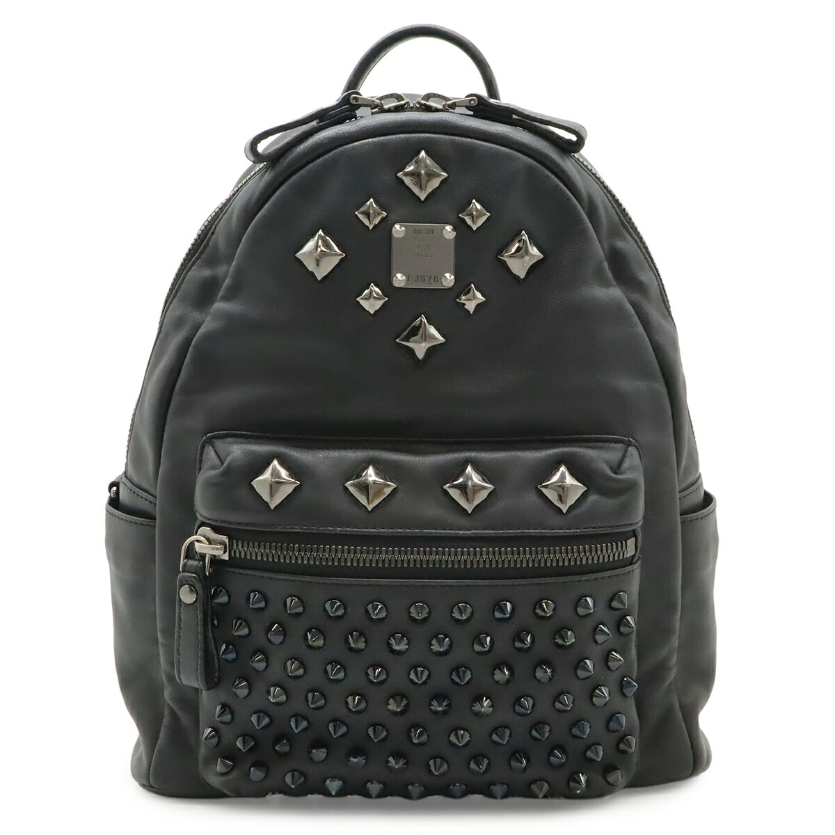 MCM エムシーエム スタッズ バックパック リュックサック デイパック レザー ブラック 黒 MMK4SVE72BK001 【中古】 37,800円