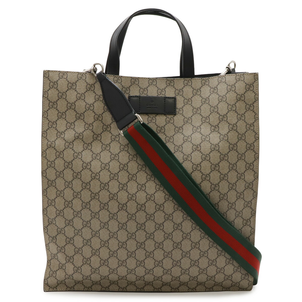 GUCCI グッチ ホンブルグ帽GGスプリーム トートバッグ 2WAY ショルダーバッグ 曲がった掛け PVC なめし革 ベージュ 黒いこと 黒 456217 【中古】