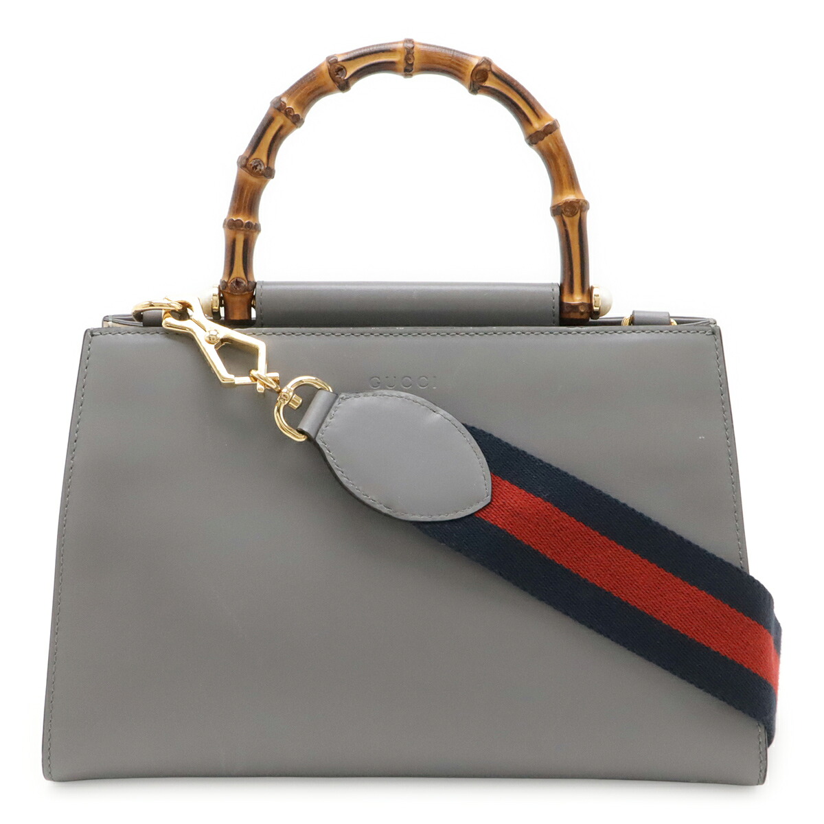 GUCCI グッチ ニムフェア バンブー ハンドバッグ ミニバッグ 2WAY ショルダーバッグ レザー フェイクパール グレー ゴールド金具 459076 【中古】|Blumin 店