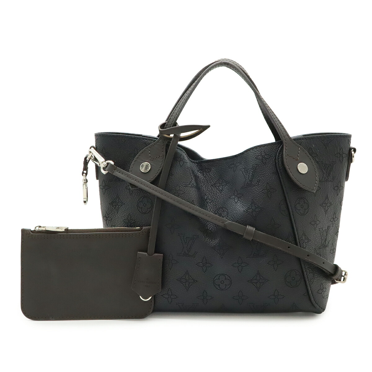 LOUIS VUITTON ルイ ヴィトン モノグラムマヒナ ヒナPM ハンドバッグ 2WAY ショルダーバッグ レザー ノワール 黒 ブラック ポーチ付き M54350 【中古】