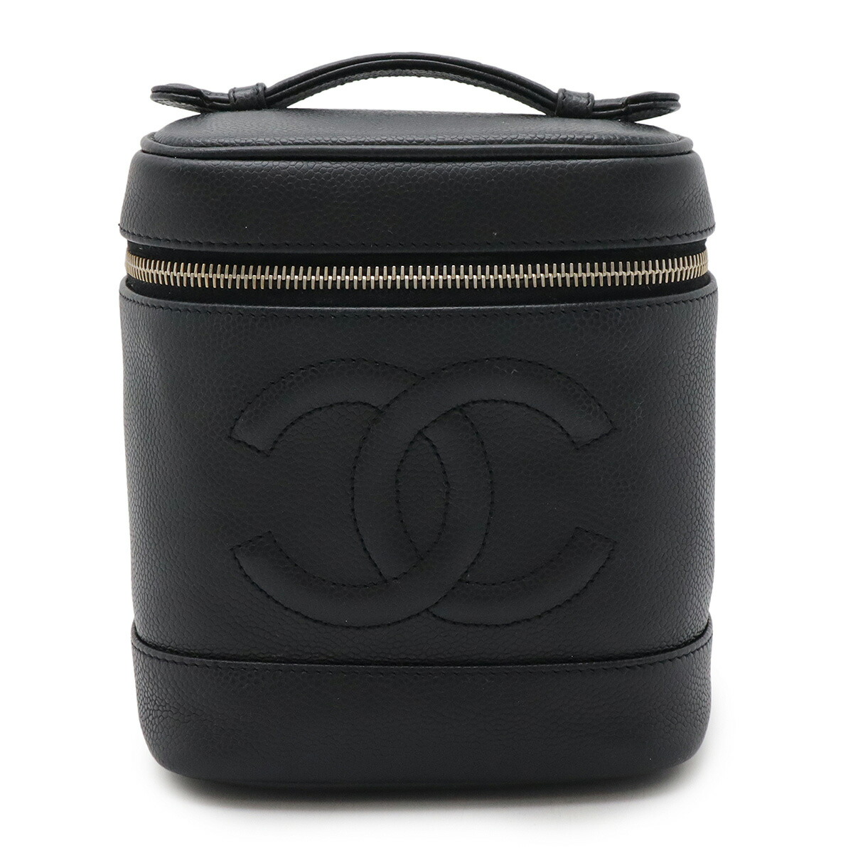 CHANEL シャネル ココマーク バニティバッグ ハンドバック かざり付ける合切袋 コスメポーチ キャビアひと肌 なめし革 黒いこと 黒 ゴールド金具 A01998 【中古】