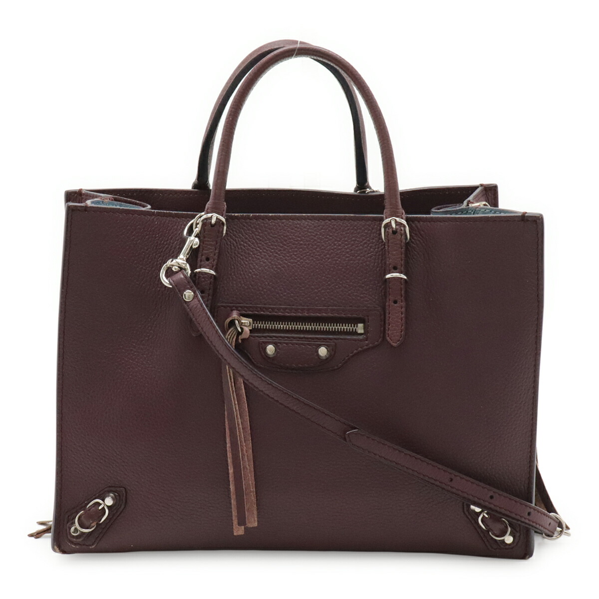 BALENCIAGA バレンシアガ 調査報告 A6 ジップアラウンド ハンドバック トートバッグ 2WAY ショルダーバッグ なめし革 パープル 紫 鏡鑑欠品 370926 【中古】