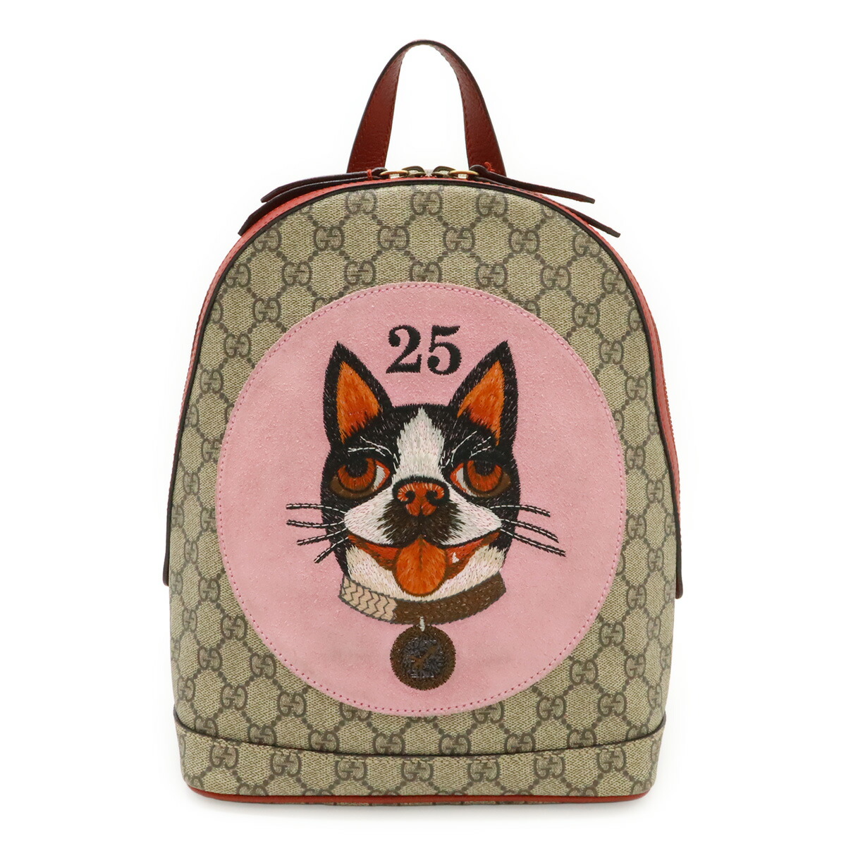 GUCCI グッチ GGスプリーム BOSCO ボスコ アップリケ 犬 飼い犬 背嚢 うしろ側容器に並べる PVC なめし革 ベージュ 赤いこと 赤 495621 【中古】