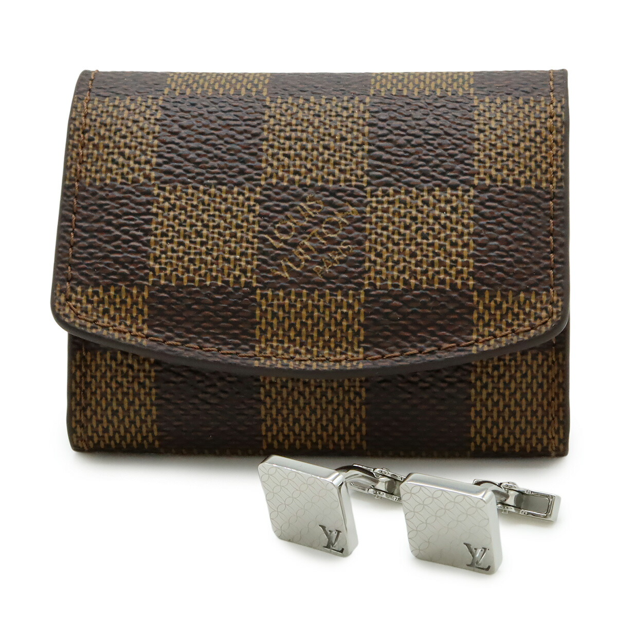 LOUIS VUITTON ルイ ヴィトン ブトン ドゥ マンシェット シャンゼリゼ通り 折り返し カフリンクス カフスリンク ダミエ 容れもの付き添い人 M65043 【中古】