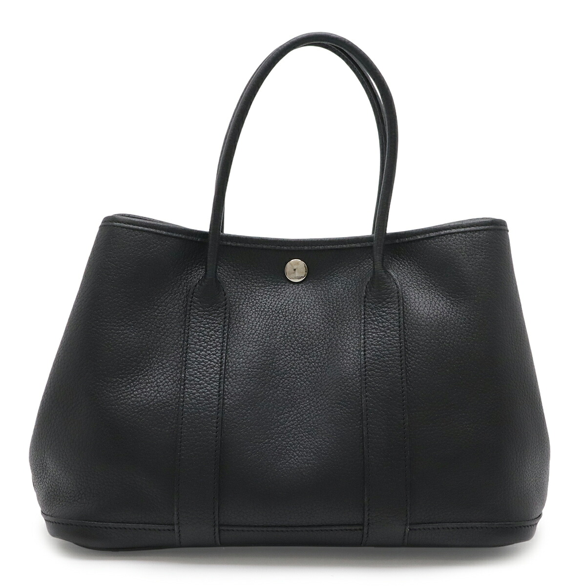 HERMES エルメス ガーデンパーティTPM トートバッグ ハンドバッグ ネゴンダ レザー ブラック 黒 シルバー金具 □N刻印 【中古】