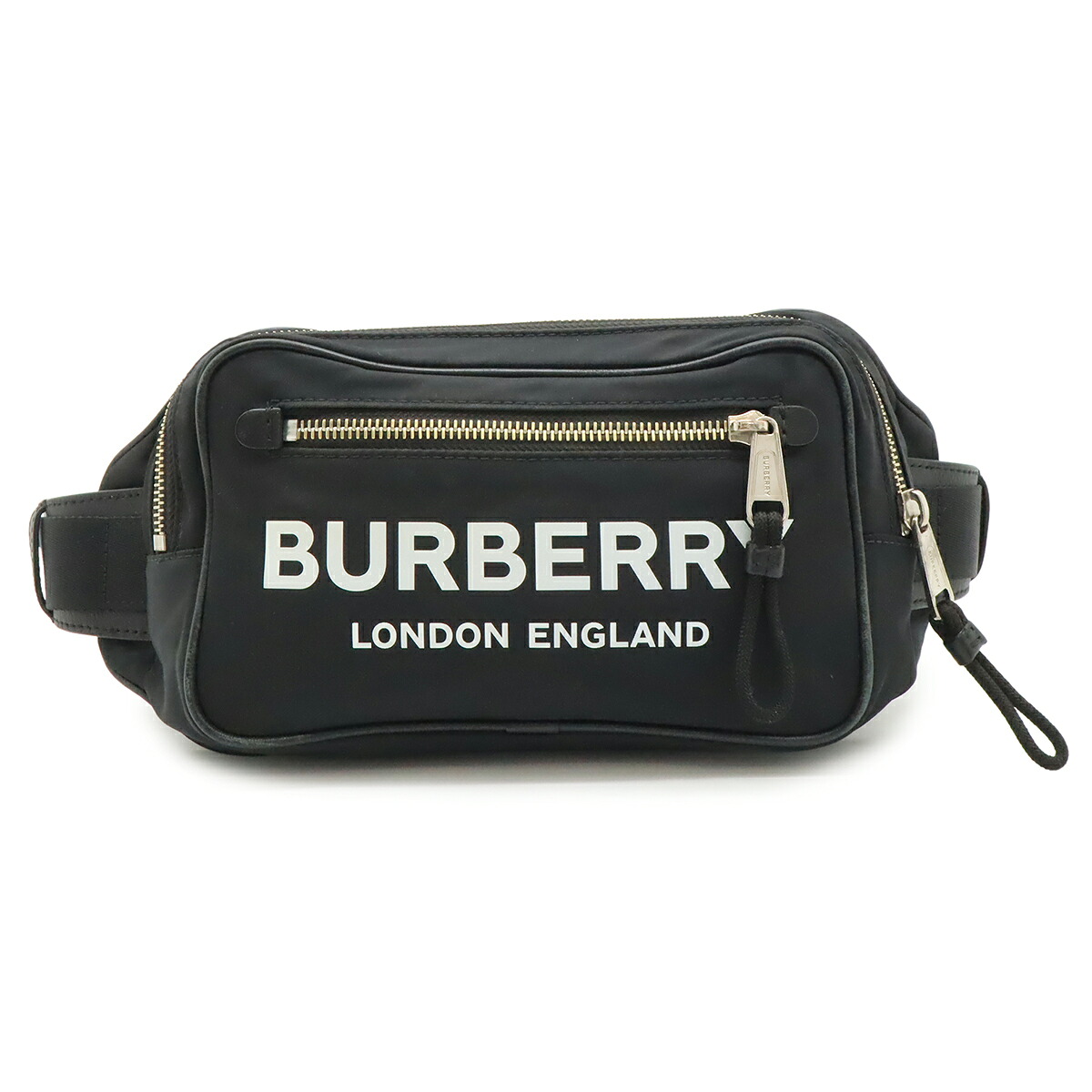 BURBERRY バーバリー ロゴプリント ボディバッグ バムバッグ ウエストポーチ ナイロン レザー ブラック 黒 8021089 【中古】|Blumin 店