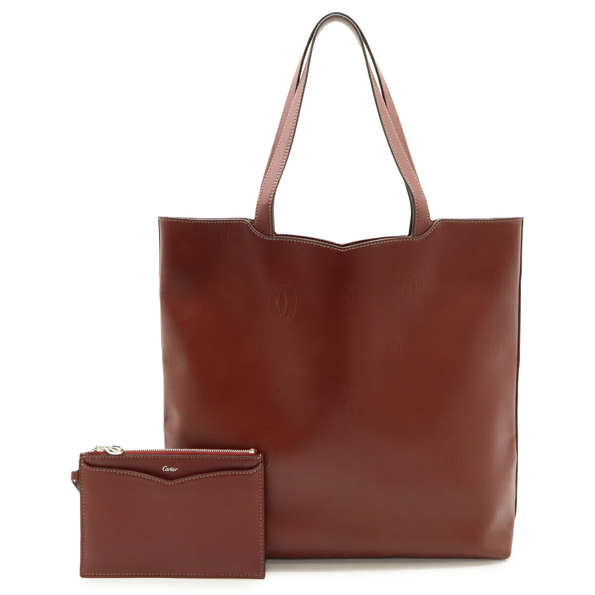 Cartier カルティエ ハッピーバースデー CCロゴ トートバッグ ショルダーバッグ 肩掛け レザー ボルドー ポーチ付き 【中古】|Blumin 店