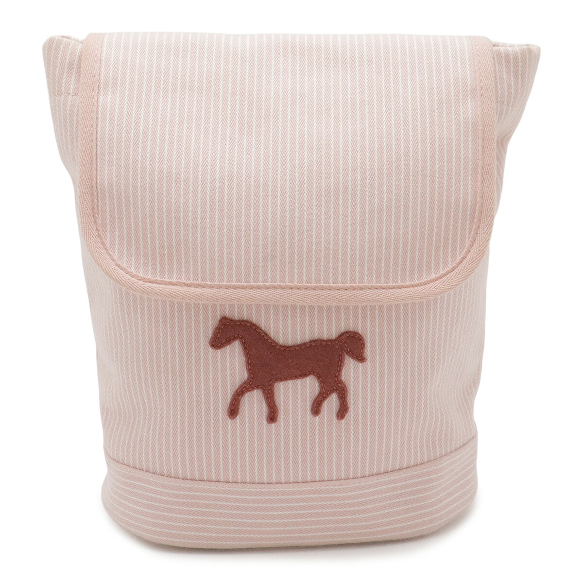HERMES エルメス カヴァルカラー うしろ側容器に並べる 背嚢 キッズ ちびっ子用 導管 馬 縞模様 綿織物 綿 さくら色 白いこと 白 【中古】