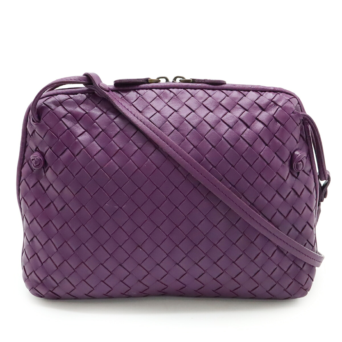 BOTTEGA VENETA ボッテガ ヴェネタ イントレチャート ショルダーバッグ ポシェット 斜め掛け レザー パープル 紫 【中古】 44,880円