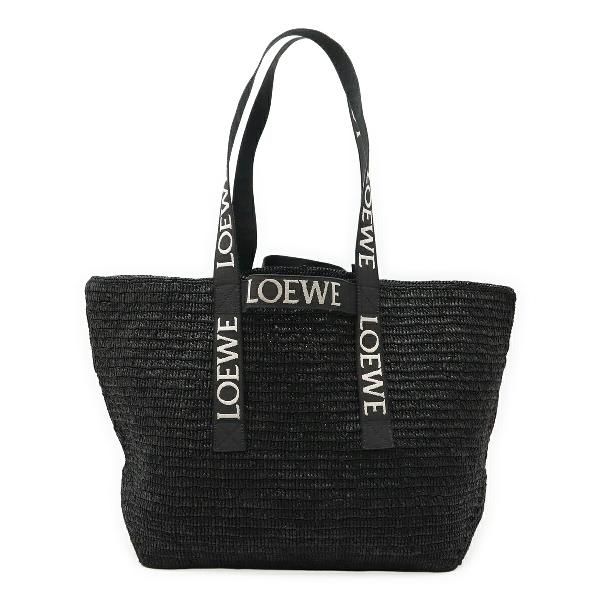LOEWE ロエベ FOLD SHOPPER フォールドショッパー ショルダーバッグ かごバッグ カゴバッグ ラフィア ブラック 黒 B507X23X10 【中古】｜Blumin 店