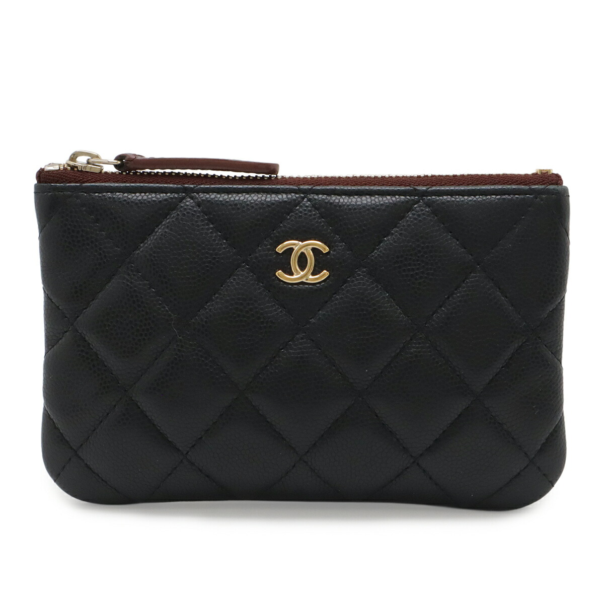 CHANEL シャネル マトラッセ ココマーク 古典派音楽 スモール ジップ 合切袋 小入れもの キャビアひと肌 なめし革 黒いこと 黒 ゴールド金具 AP4020 【中古】