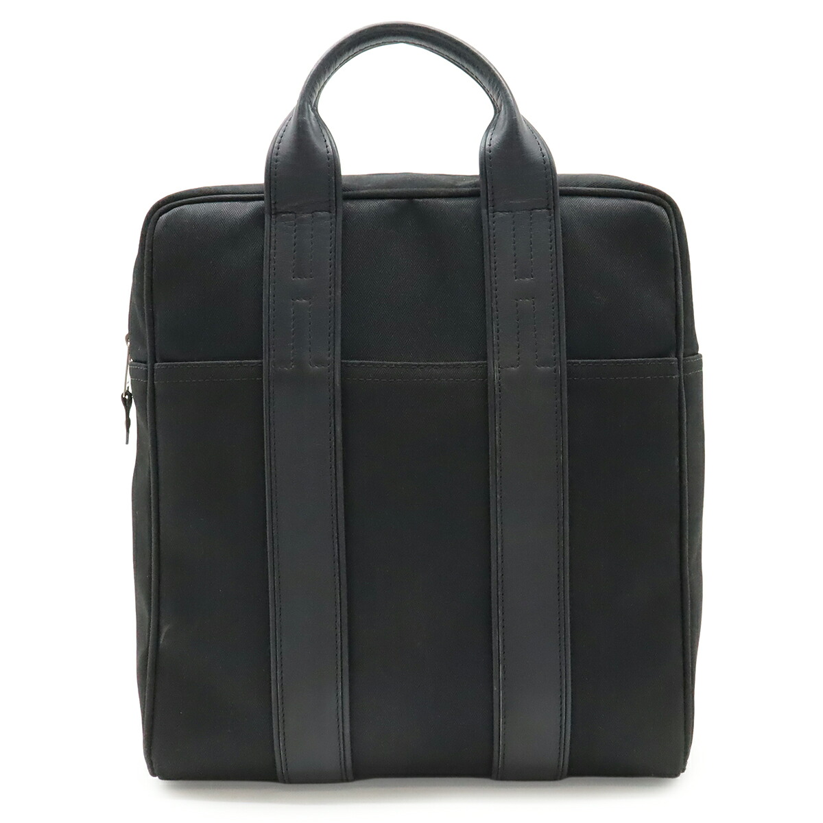HERMES エルメス アカプルコデフアレス サック広告業 背嚢 うしろ側容器に並べる 2WAY トートバッグ トワルシェブロン なめし革 黒いこと 黒 しろがね色金具 【中古】