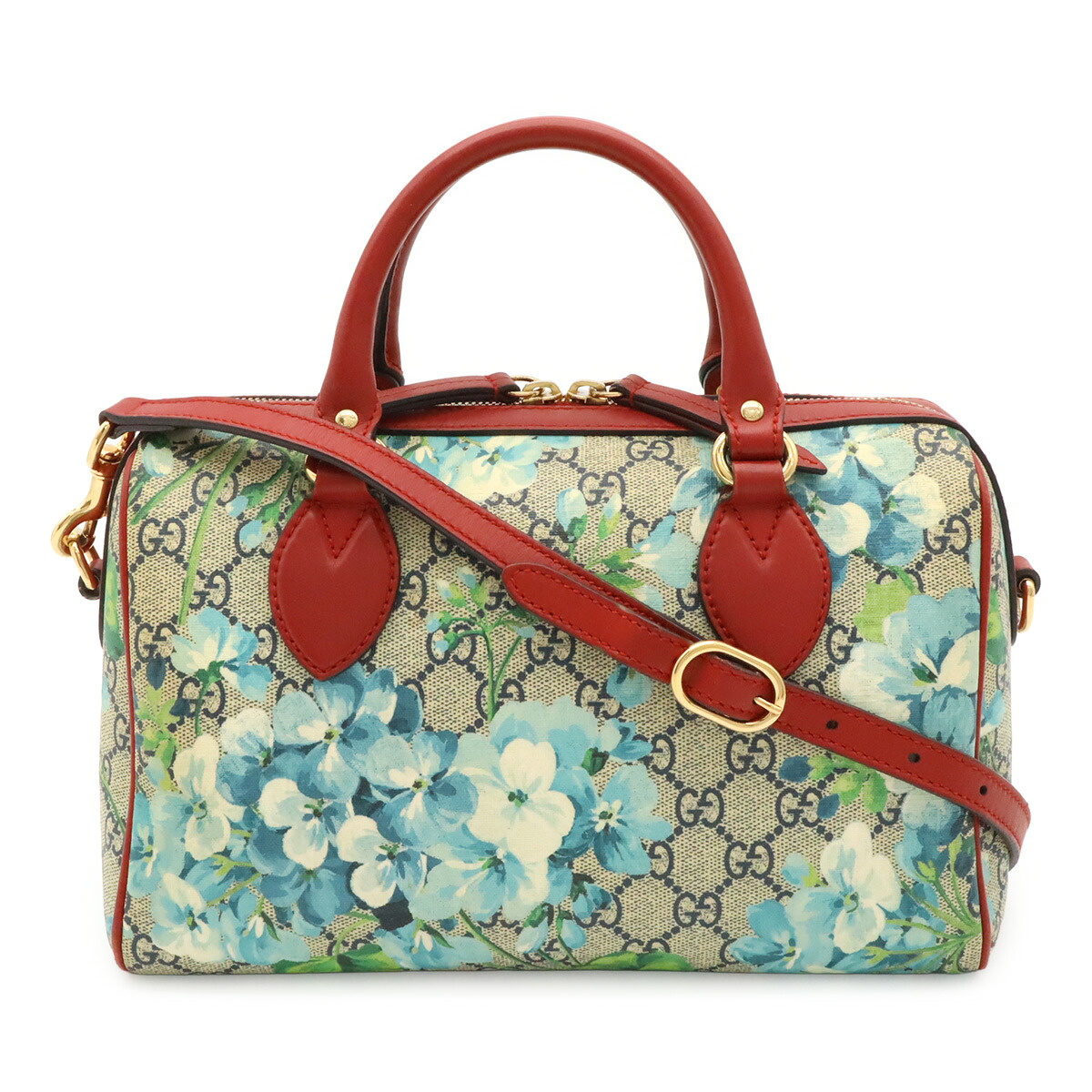 GUCCI グッチ GGブルームス GGスプリーム ハンドバッグ ミニボストンバッグ 2WAY ショルダーバッグ PVC フラワー 花柄 ベージュ レッド 409529 【中古】｜Blumin 店