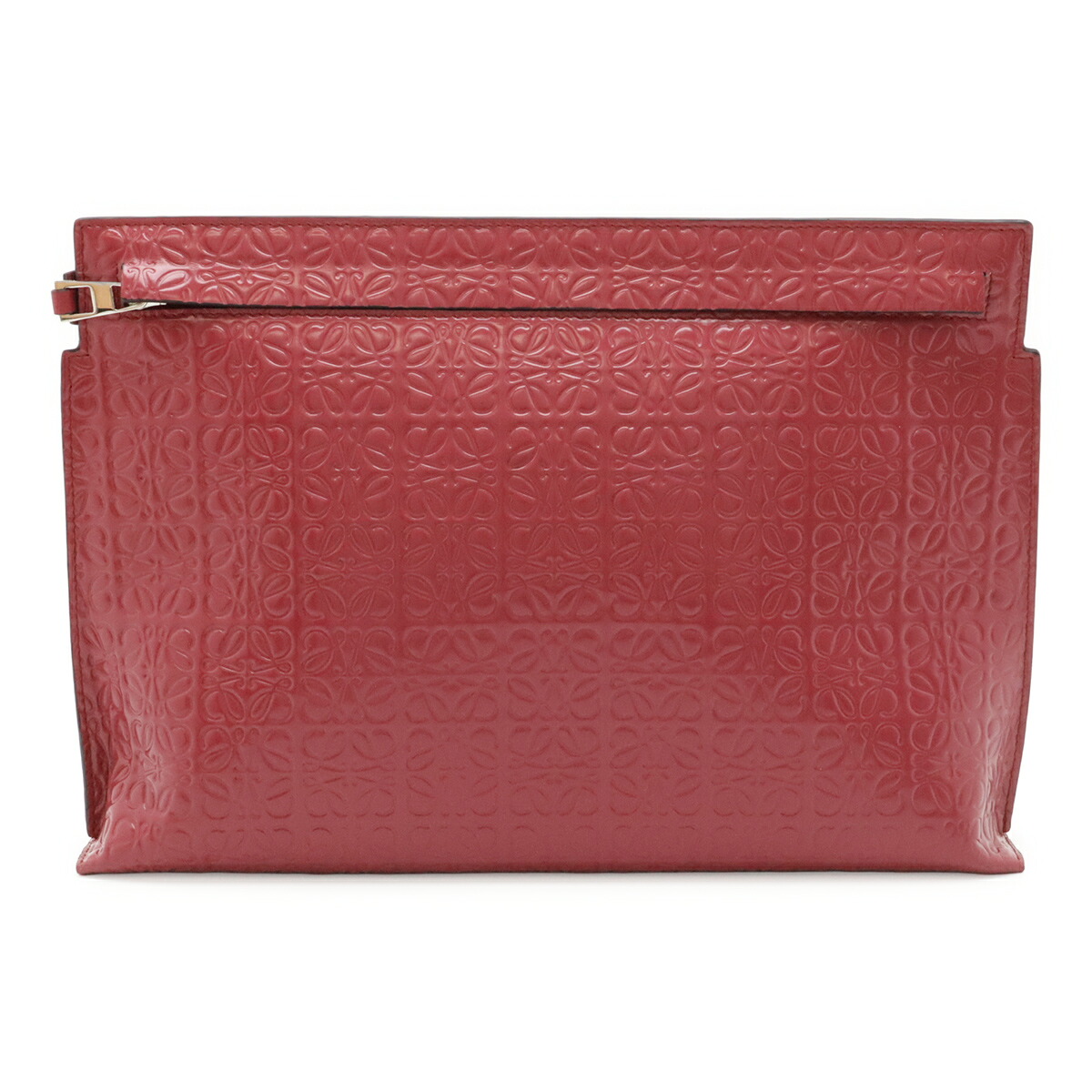 LOEWE ロエベ リピートアナグラム T合財袋 クラッチペダル御徒面子 二番め御徒面子 マルチ合財袋 専売特許なめし革 フューシャ サクラ色 しろがね色金具 【中古】
