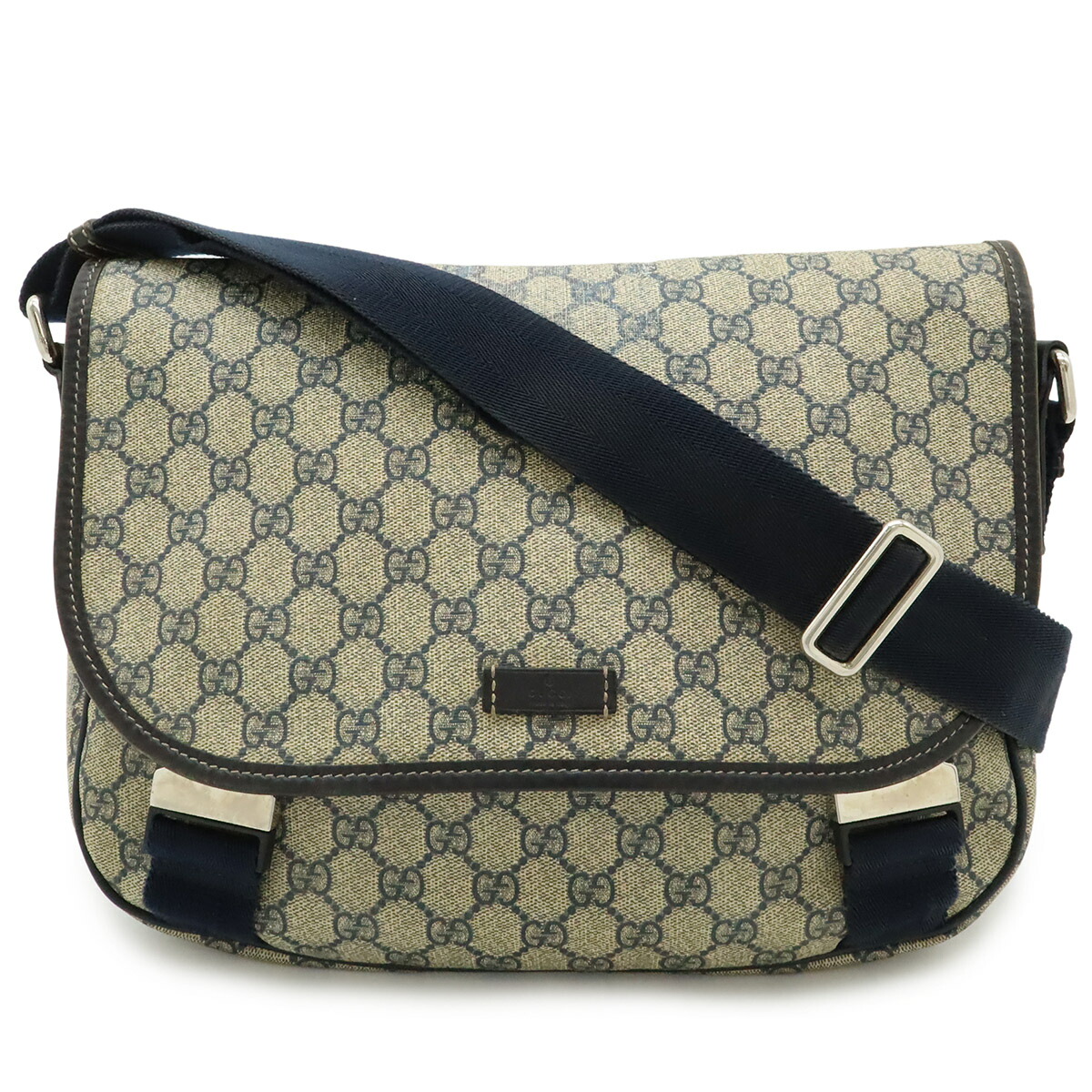 GUCCI グッチ GGスプリーム GGプラス ショルダーバッグ メッセンジャーバッグ 斜め掛け PVC レザー ベージュ ネイビー 201732 【中古】