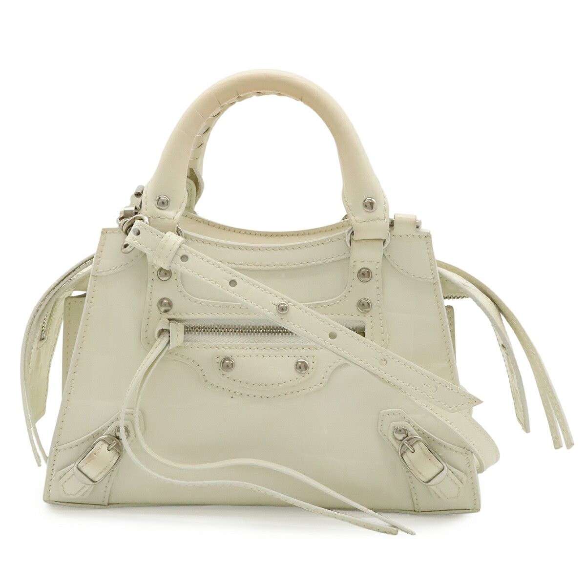 BALENCIAGA バレンシアガ ネオクラシック シティ ミニ ハンドバッグ ミニバッグ 2WAY ショルダーバッグ クロコ型押し レザー ホワイト 白 638524 【中古】｜Blumin 店