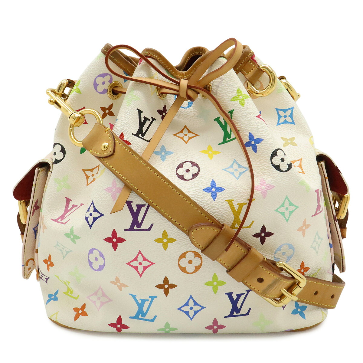 LOUIS VUITTON ルイ ヴィトン モノグラムマルチカラー プチノエ ショルダーバッグ 巾着型 ブロン ホワイト ネームタグ欠品 M42229 【中古】