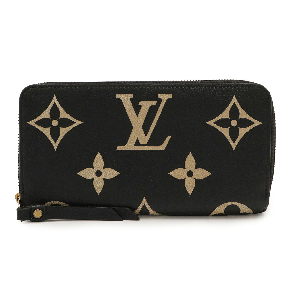 LOUIS VUITTON ルイ ヴィトン モノグラムアンプラント ジッピーウォレット ラウンドファスナー 長財布 バイカラー ブラック ベージュ M80481 【中古】