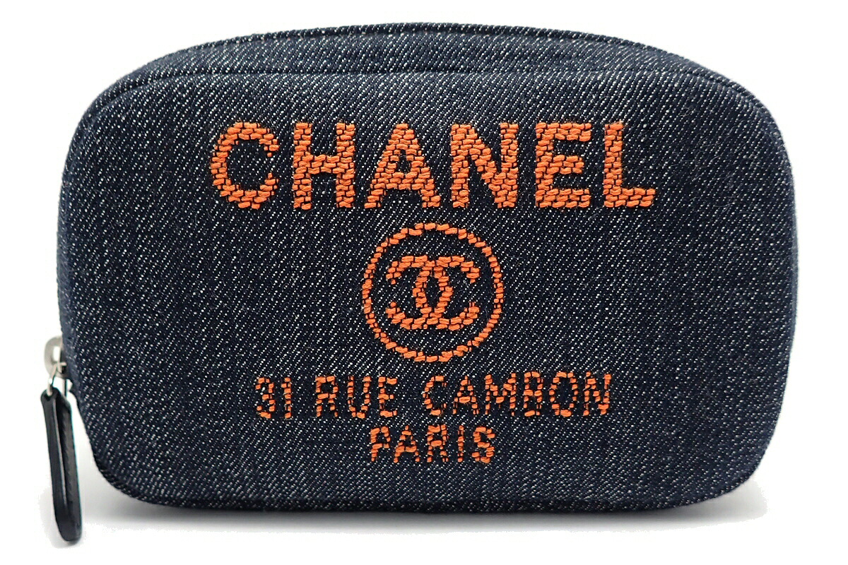 楽天市場 新品未使用品 バッグ Chanel シャネル ドーヴィル ポーチ デニム ブルー オレンジ ロゴ 小物入れ 化粧ポーチ コスメポーチ K Blumin 森田質店 質屋出店 Blumin 楽天市場店