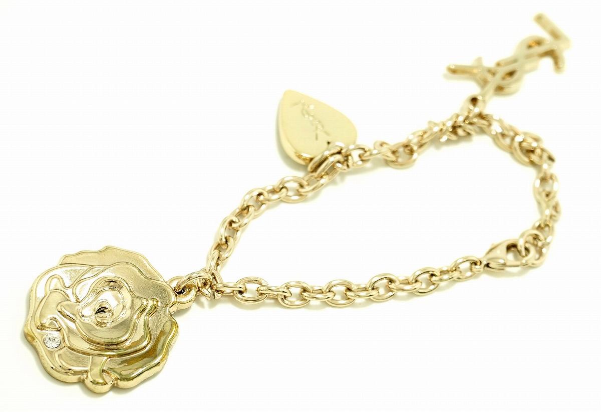 楽天市場 未使用品 Yves Saint Laurent イヴ サン ローラン Ysl イブサンローラン キーホルダー キーチャーム バッグチャーム ロゴ ハート バラ ローズ ラインストーン ミラー付き 中古 U Blumin 森田質店 質屋出店 Blumin 楽天市場店