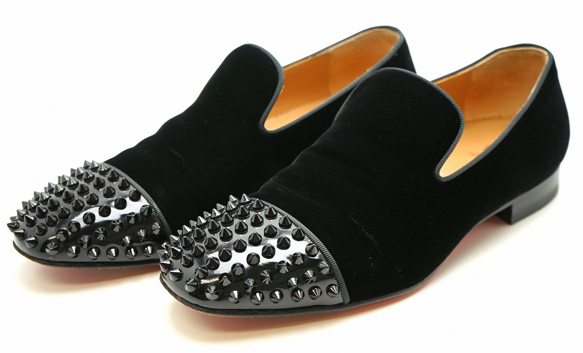 【楽天市場】【靴】Christian Louboutin クリスチャン ルブタン ローファー 靴 ベロア ラバー 黒 ブラック メンズ サイズ