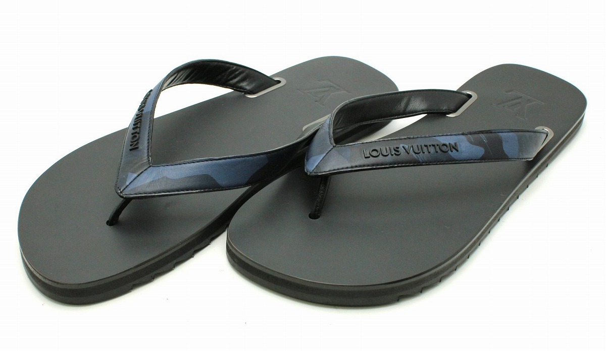 楽天市場 未使用品 靴 Louis Vuitton ルイ ヴィトン メンズ サンダル ビーチサンダル ラバー ブラック ネイビー 迷彩柄 カモフラージュ サイズ 7 26cm 中古 K Blumin 楽天市場店