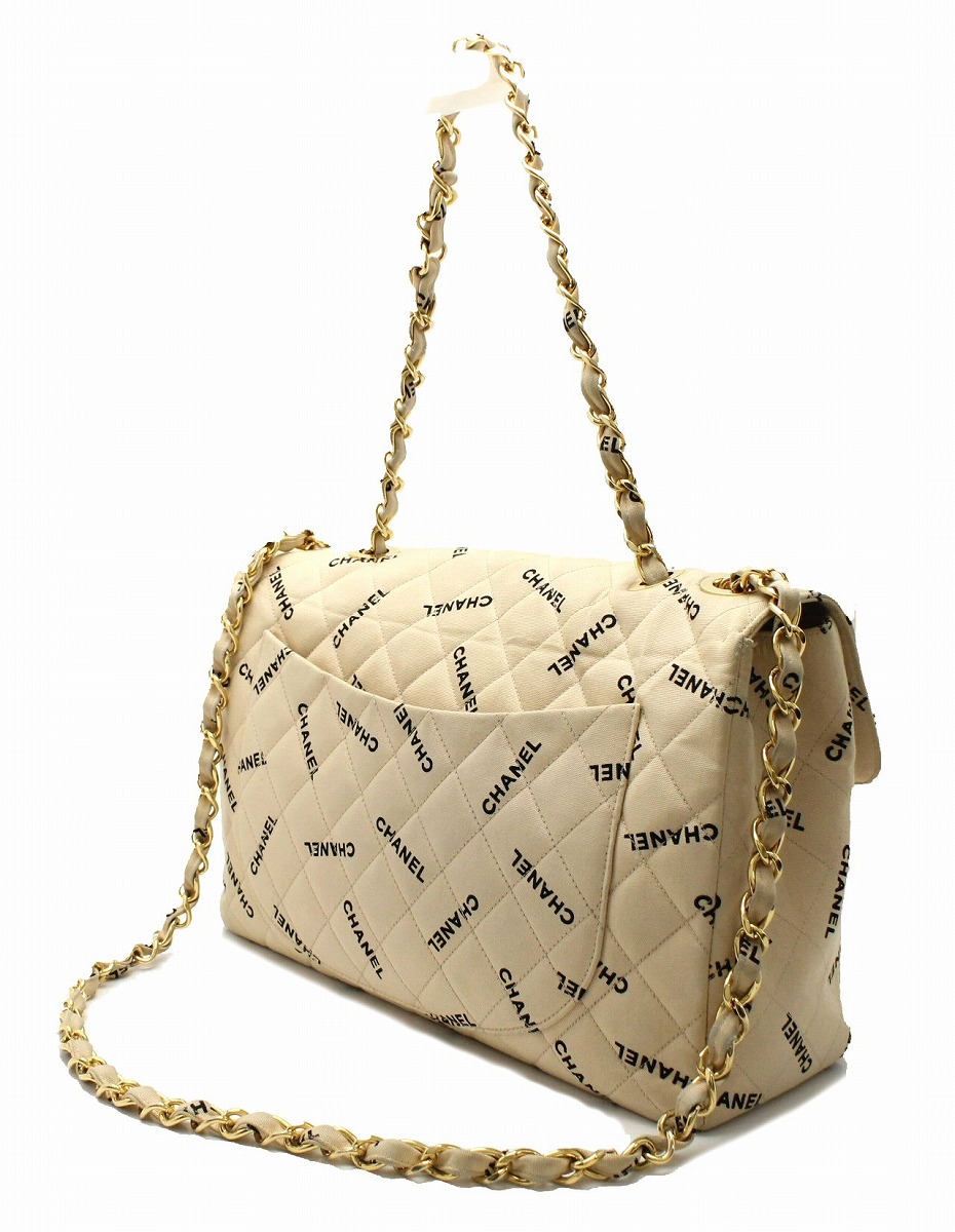 楽天市場 バッグ Chanel シャネル デカマトラッセ チェーンショルダーバッグ ダブルチェーン ココマーク ロゴ コットンキャンバス ベージュ ゴールド金具 中古 K Blumin 楽天市場店 Blumin 楽天市場店