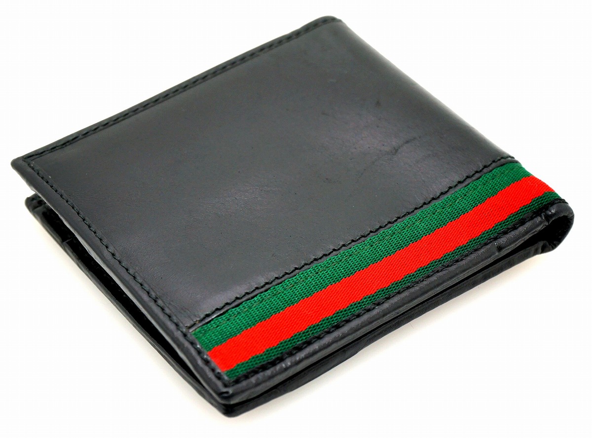 楽天市場 財布 Gucci グッチ 2つ折財布 ウェブライン シェリーライン レザー ブラック グリーン レッド メンズ 034 2129 1031 中古 K Blumin 楽天市場店