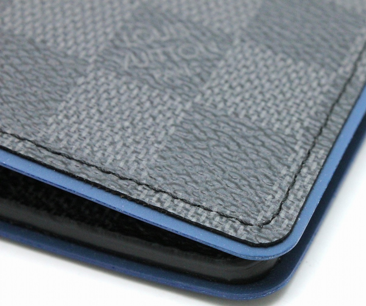 楽天市場 財布 Louis Vuitton ルイ ヴィトン ダミエグラフィット ポルトフォイユ ミュルティプル 2つ折財布 メンズ ブルー 青 イニシャル入り N 中古 K Blumin 楽天市場店