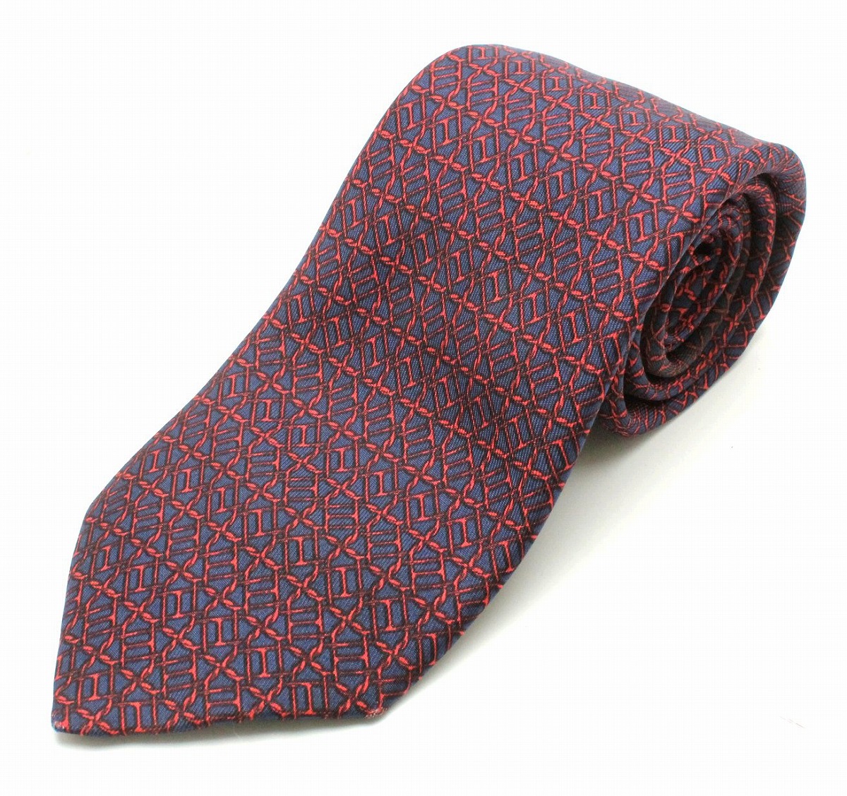 楽天市場 Hermes エルメス ネクタイ シルク100 ネイビー 紺 レッド 赤 中古 K Blumin 楽天市場店