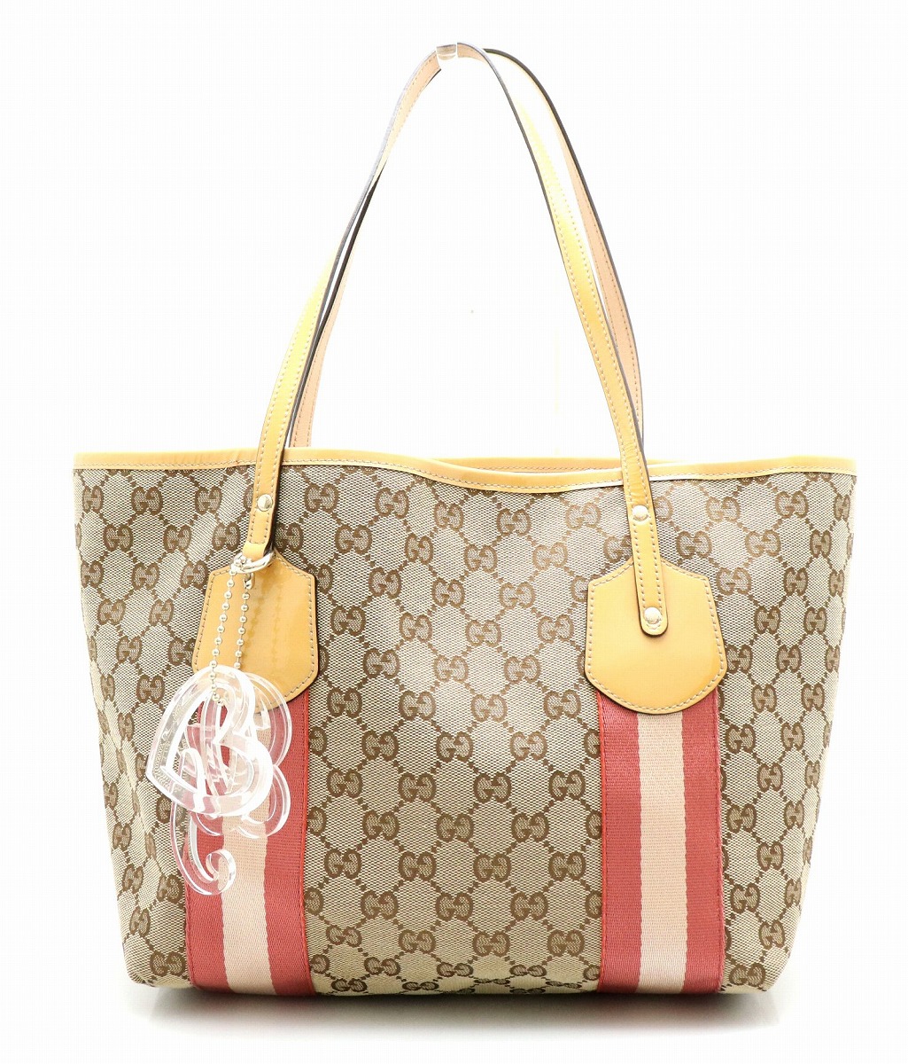 楽天市場 バッグ Gucci グッチ Ggキャンバス トートバッグ ショルダーバッグ シェリートート チャーム カーキベージュ ピンク系 5981 中古 K Blumin 楽天市場店