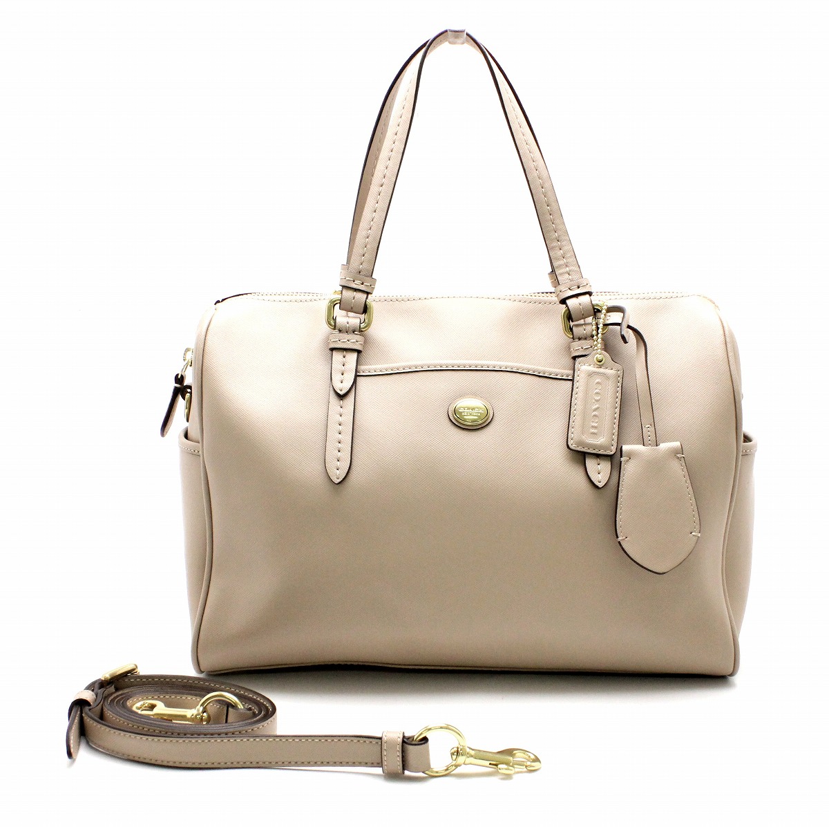 楽天市場 バッグ Coach コーチ ペイトン レザー ナンシー サッチェル 2way ハンドバッグ ブランドタグ ショルダーバッグ レザー ベージュ ゴールド金具 F 中古 K Blumin 楽天市場店