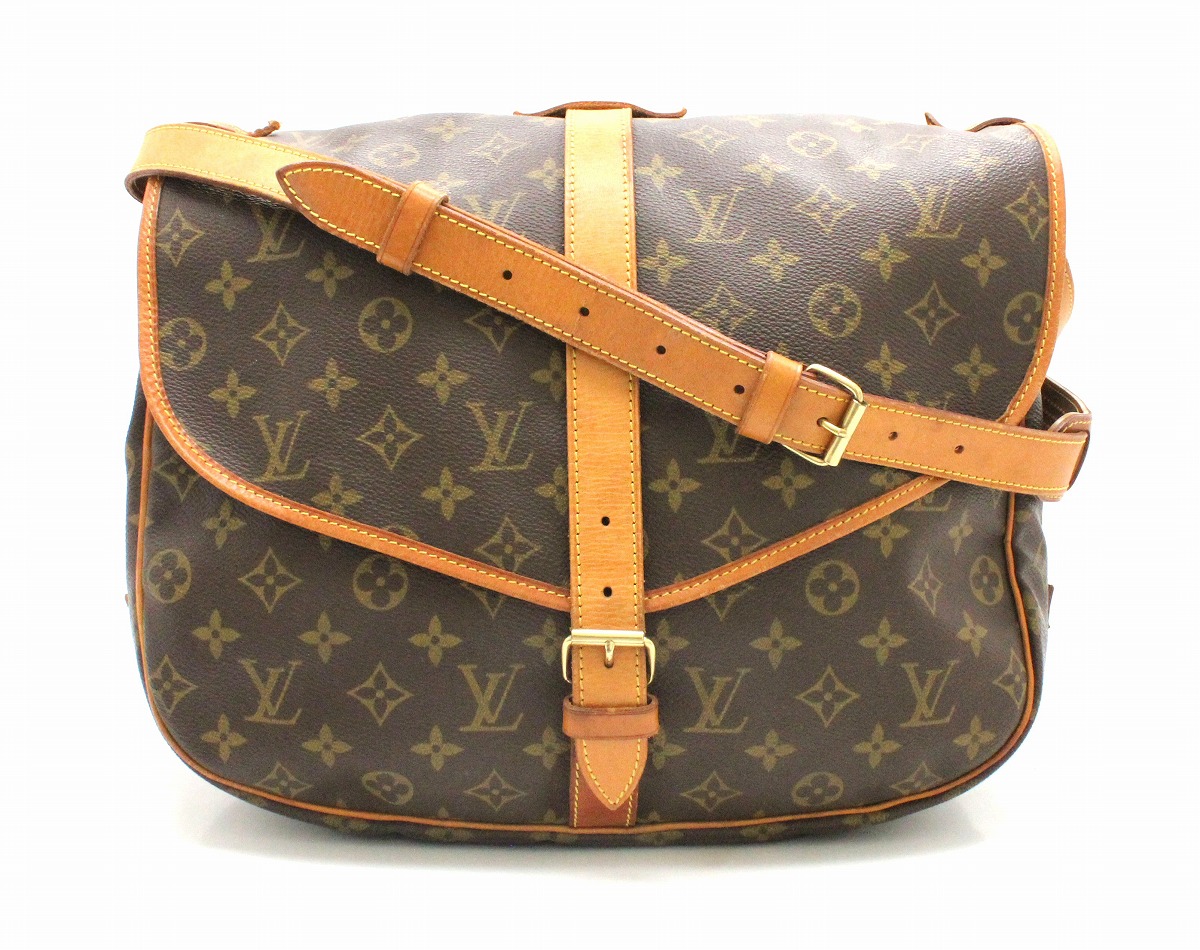 LOUIS VUITTON ソミュール35 ショルダーバッグ モノグラム レザー-