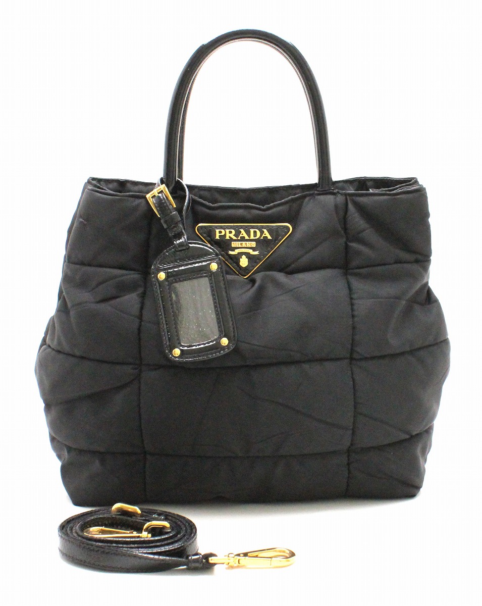 【楽天市場】【バッグ】PRADA プラダ クリスピー ナイロン 2WAY トートバッグ レザー ショルダーバッグ NERO ブラック 黒