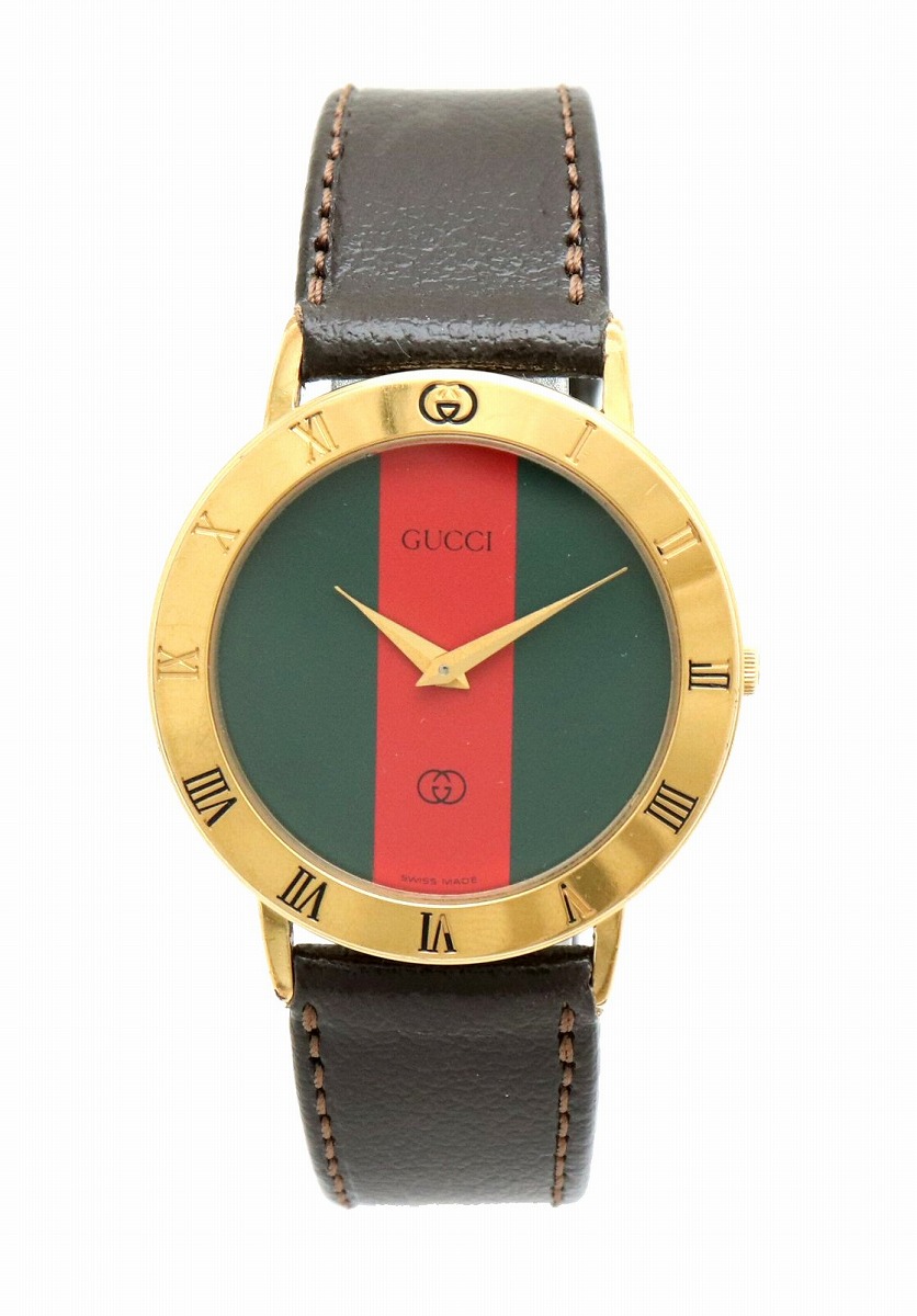 楽天市場 ウォッチ Gucci グッチ シェリー文字盤 Gp ゴールドメッキ 革ベルト グリーン レッド メンズ Qz クォーツ 腕時計 3001m 中古 K Blumin 楽天市場店