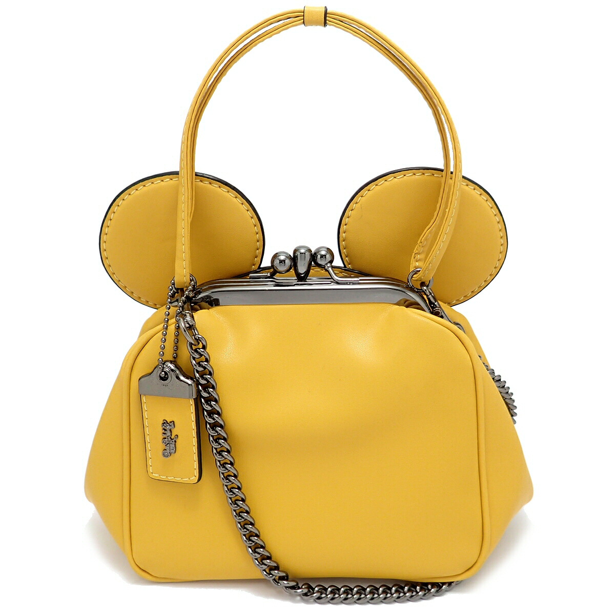 楽天市場 未使用品 バッグ Coach コーチ ミッキー キスロックバッグ 2way ショルダー 斜め掛け がま口 ディズニーコラボ ミッキーマウス グラブタンレザー イエロー 中古 U Blumin 楽天市場店