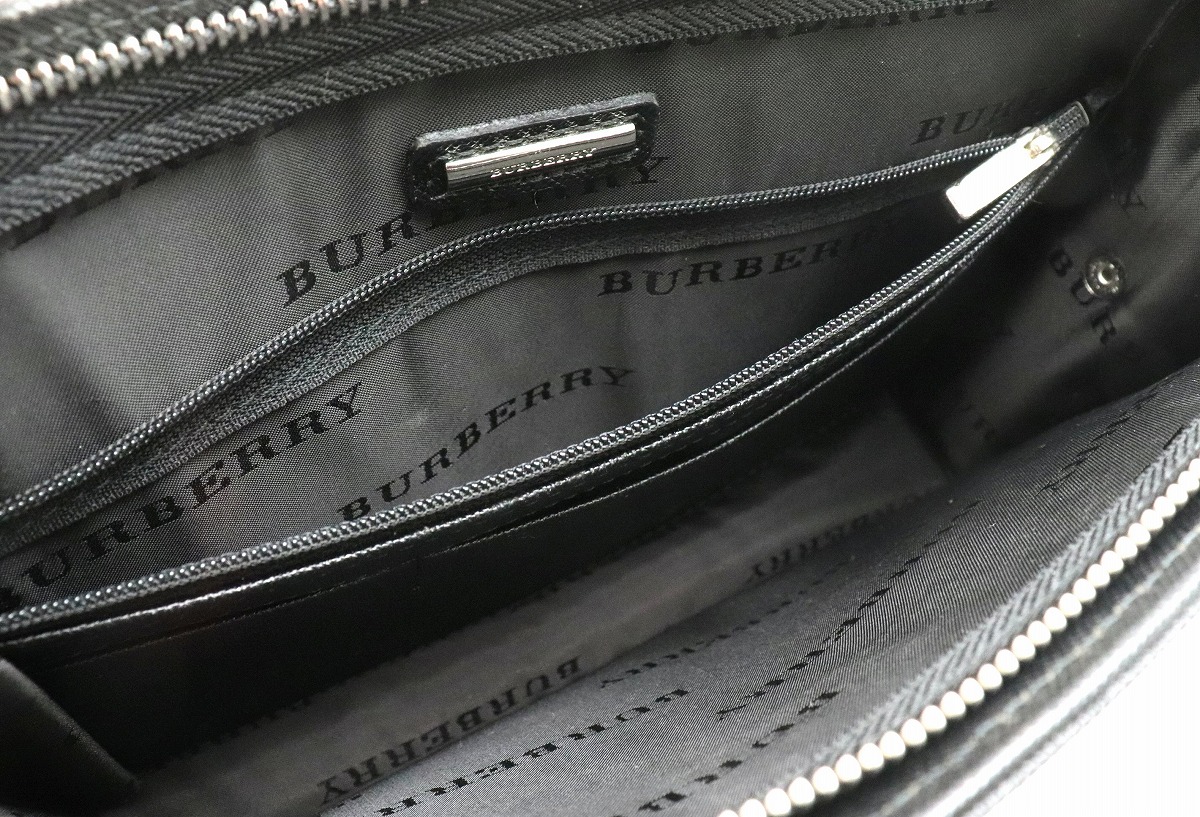 楽天市場 バッグ Burberry バーバリー セカンドバッグ ハンドバッグ クラッチバッグ メンズ 紳士用 レザー 黒 ブラック シルバー金具 中古 K Blumin 楽天市場店